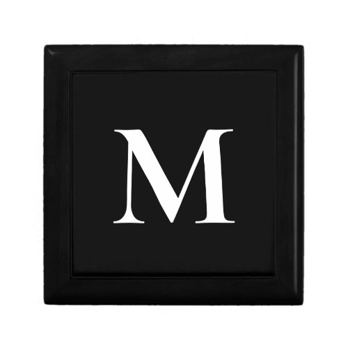 Initial Letter Monogram Modern Style Black  White Gift Box