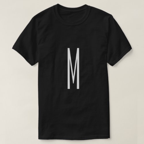 Initial Letter Monogram Modern Style Black  White T_Shirt