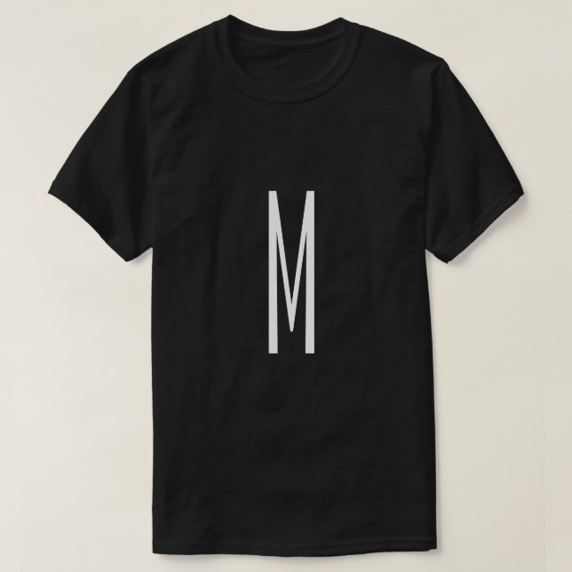 Initial Letter Monogram Modern Style Black & White T-Shirt (Design Front)