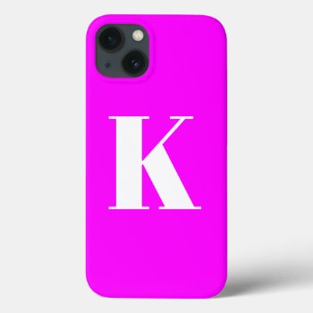 Initial Letter | Monogram Modern Style Magenta Iphone 13 Case by HasCreations at Zazzle