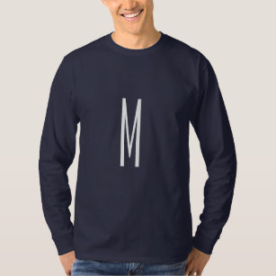 Initial Letter Monogram Modern Style Navy Blue T-Shirt