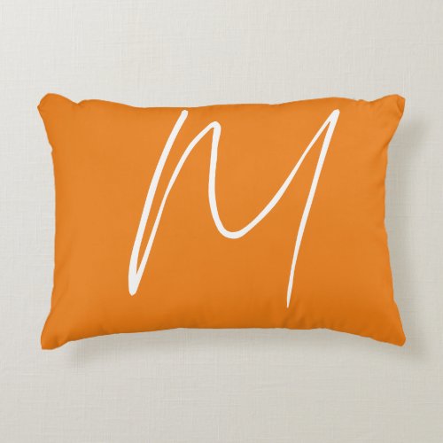 Initial Letter Monogram Modern Style Orange White Accent Pillow