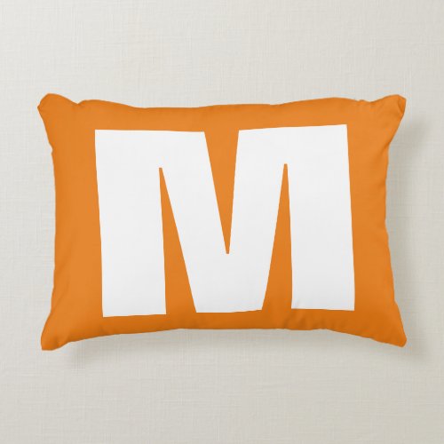 Initial Letter Monogram Modern Style Orange White Accent Pillow