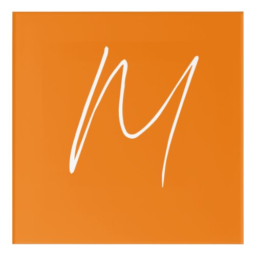 Initial Letter Monogram Modern Style Orange White Acrylic Print