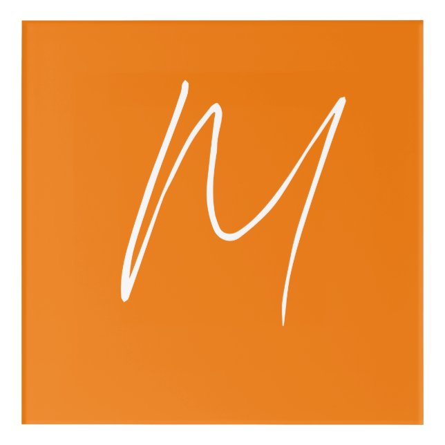 Initial Letter Monogram Modern Style Orange White Acrylic Print (Front)