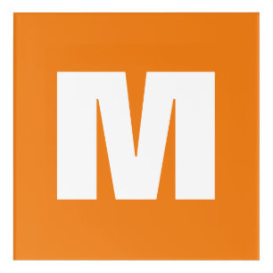 Initial Letter Monogram Modern Style Orange White Acrylic Print
