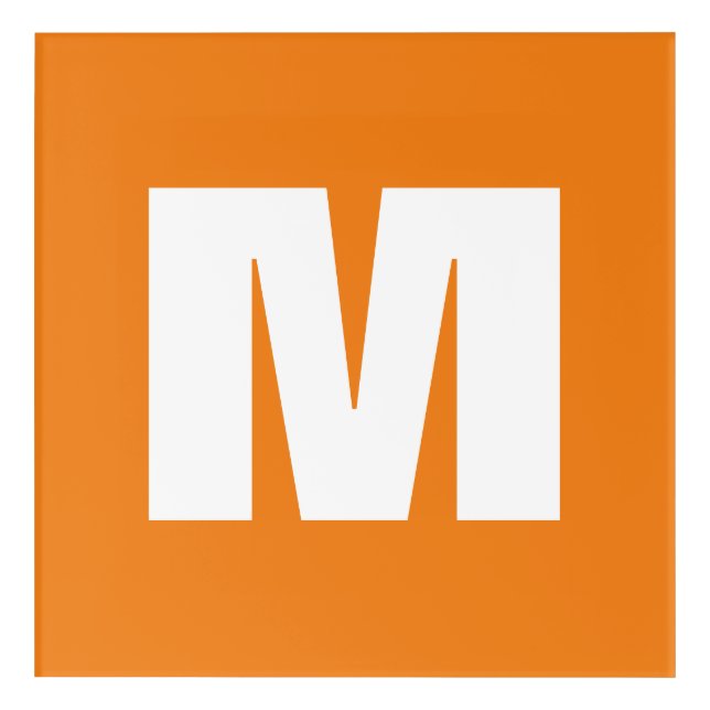 Initial Letter Monogram Modern Style Orange White Acrylic Print (Front)