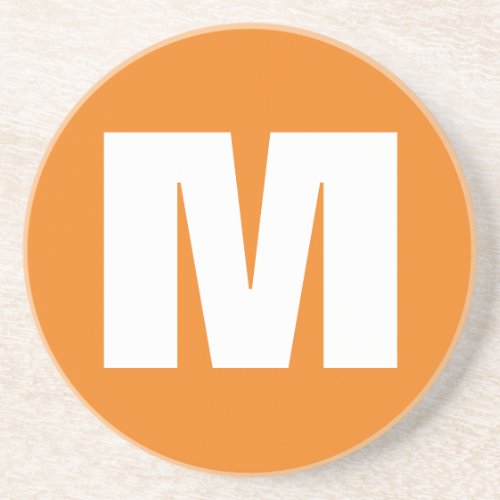 Initial Letter Monogram Modern Style Orange White Coaster