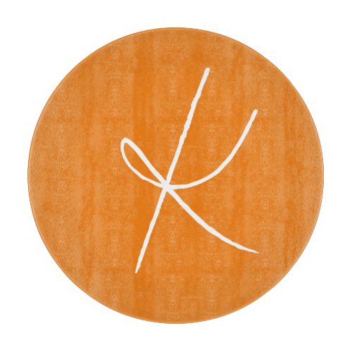 Initial Letter Monogram Modern Style Orange White Cutting Board
