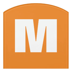 Initial Letter Monogram Modern Style Orange White Door Sign