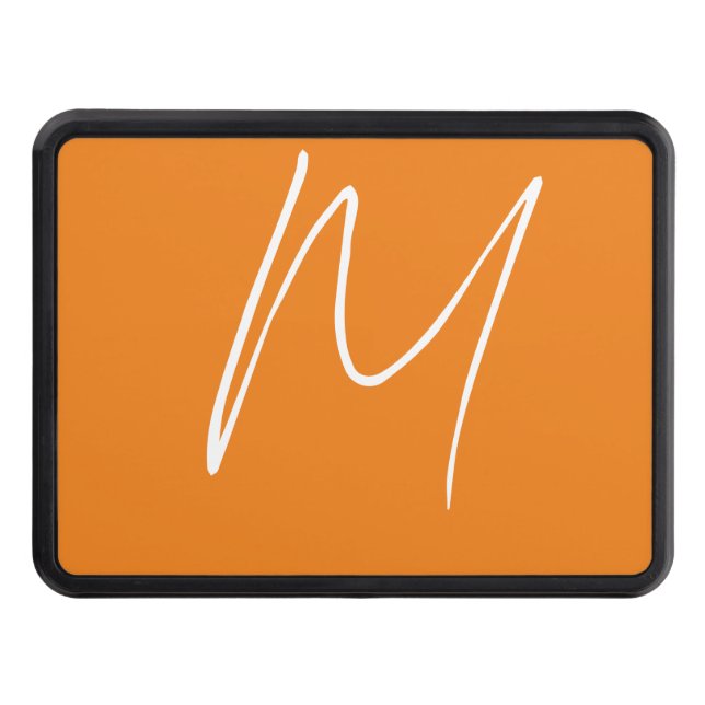 Initial Letter Monogram Modern Style Orange White Hitch Cover (Front)
