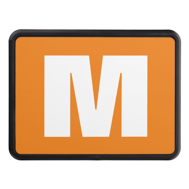 Initial Letter Monogram Modern Style Orange White Hitch Cover (Front)