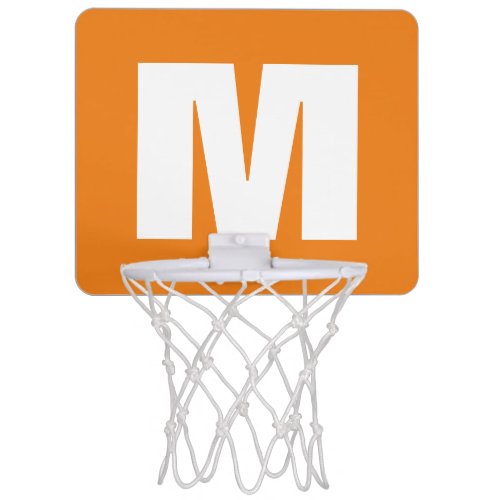 Initial Letter Monogram Modern Style Orange White Mini Basketball Hoop