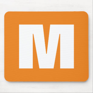 Initial Letter Monogram Modern Style Orange White Mouse Pad