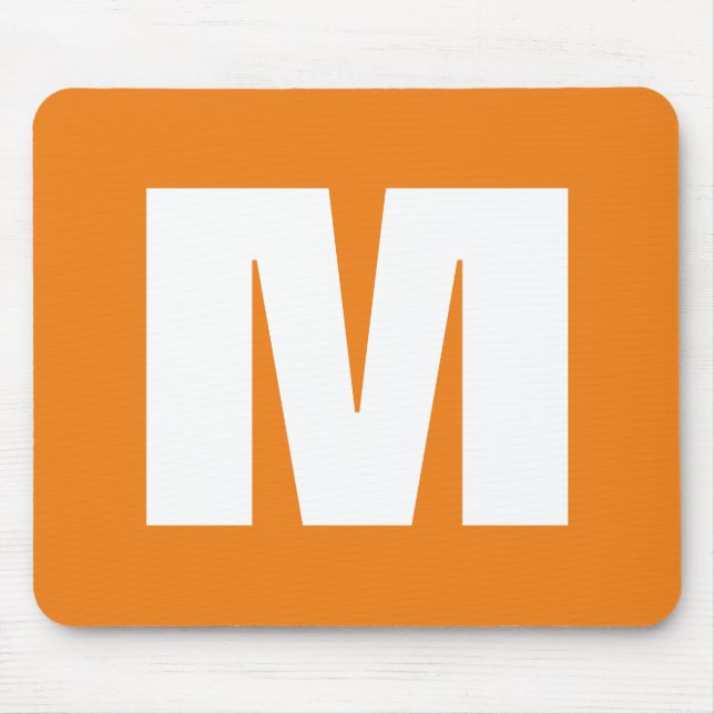 Initial Letter Monogram Modern Style Orange White Mouse Pad (Front)