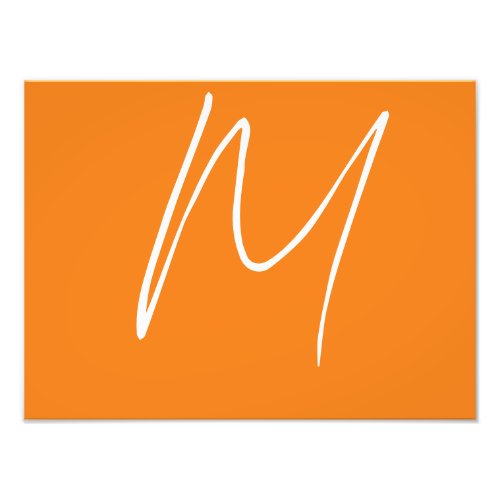Initial Letter Monogram Modern Style Orange White Photo Print