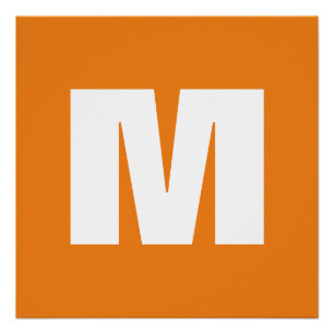Initial Letter Monogram Modern Style Orange White Poster