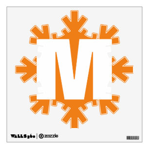 Initial Letter Monogram Modern Style Orange White Wall Decal