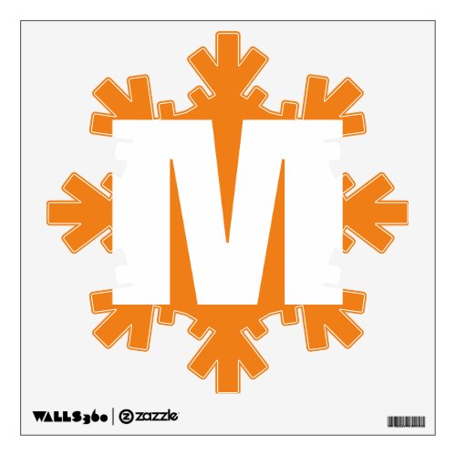 Initial Letter Monogram Modern Style Orange White Wall Decal