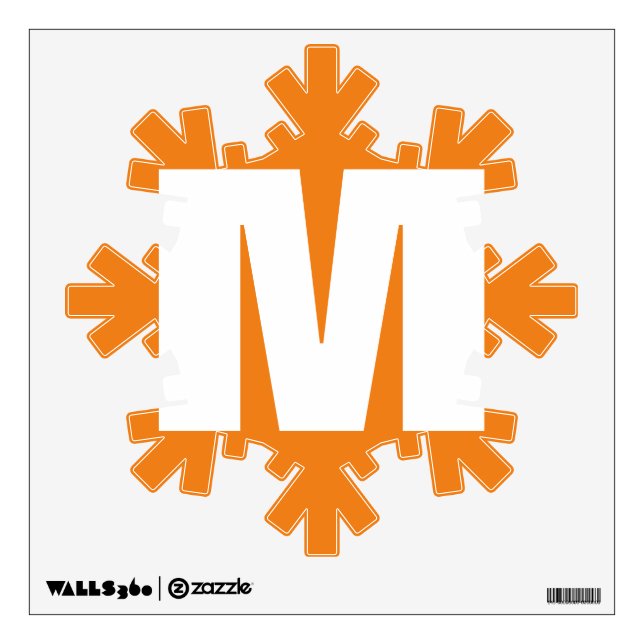 Initial Letter Monogram Modern Style Orange White Wall Decal (Front)