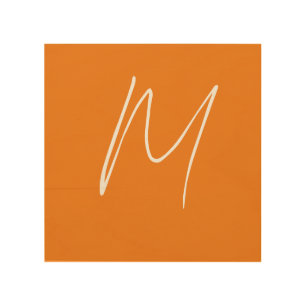 Initial Letter Monogram Modern Style Orange White Wood Wall Art