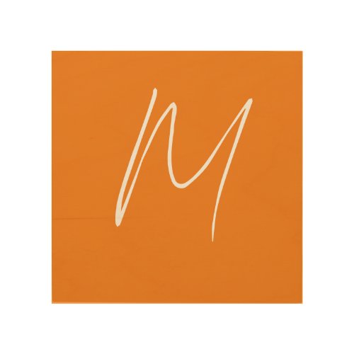 Initial Letter Monogram Modern Style Orange White Wood Wall Art