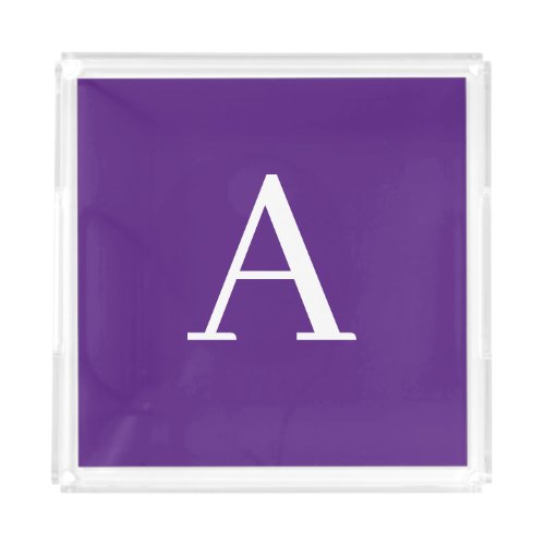 Initial Letter Monogram Modern Style Purple Acrylic Tray