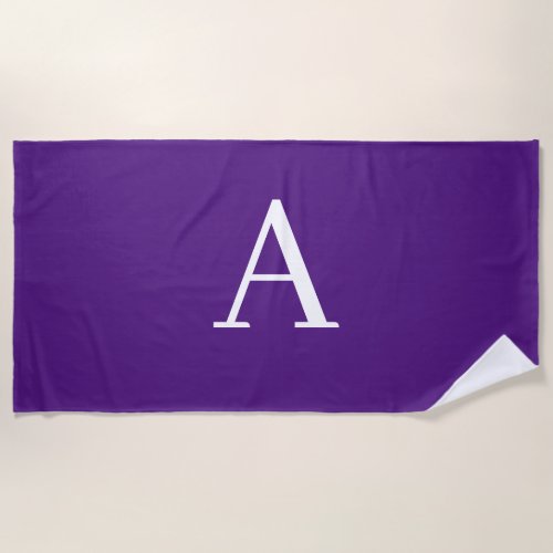 Initial Letter Monogram Modern Style Purple Beach Towel
