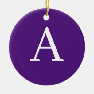 Initial Letter Monogram Modern Style Purple & Blue Ceramic Ornament
