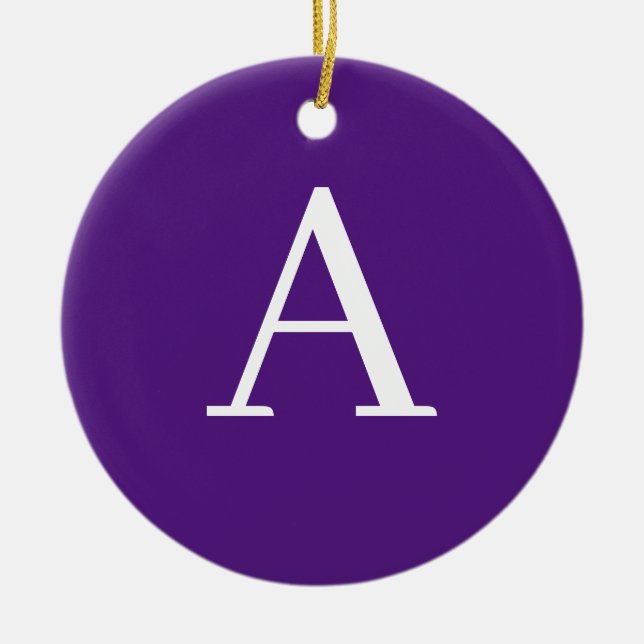 Initial Letter Monogram Modern Style Purple & Blue Ceramic Ornament (Front)