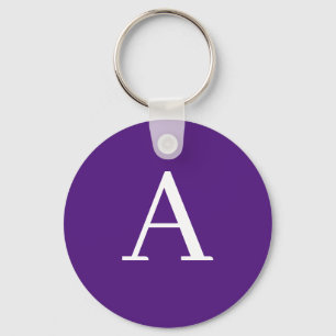 Initial Letter Monogram Modern Style Purple & Blue Keychain