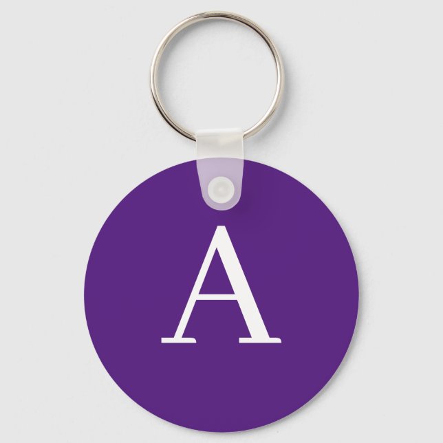 Initial Letter Monogram Modern Style Purple & Blue Keychain (Front)