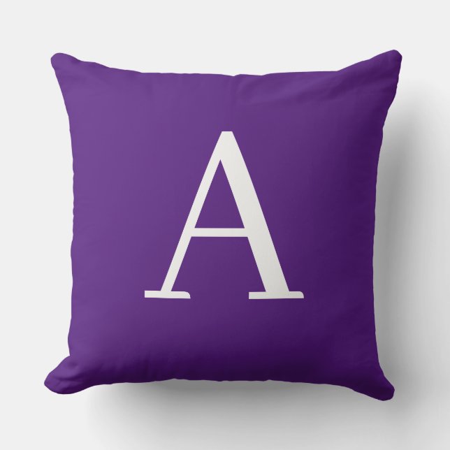 Initial Letter Monogram Modern Style Purple & Blue Throw Pillow (Front)