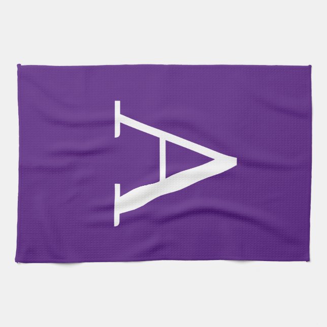 Initial Letter Monogram Modern Style Purple Kitchen Towel (Horizontal)