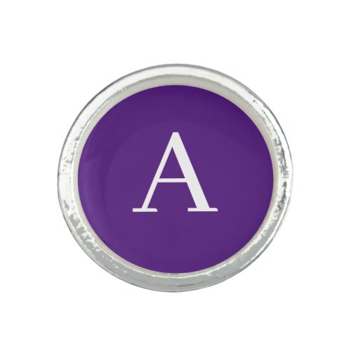 Initial Letter Monogram Modern Style Purple Ring