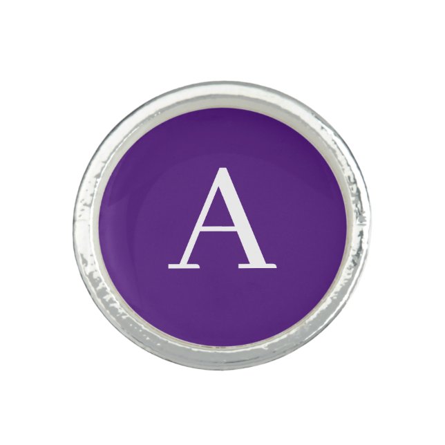 Initial Letter Monogram Modern Style Purple Ring (Front)