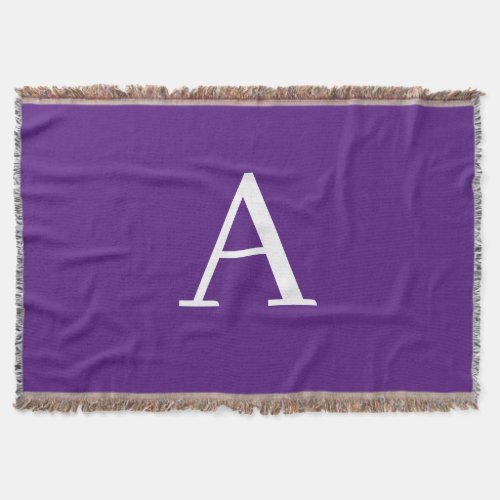 Initial Letter Monogram Modern Style Purple Throw Blanket