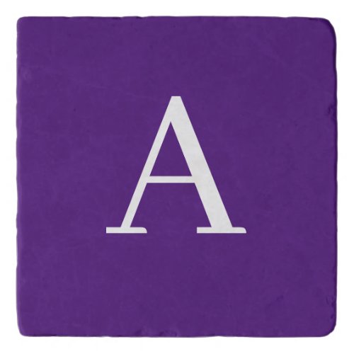 Initial Letter Monogram Modern Style Purple Trivet