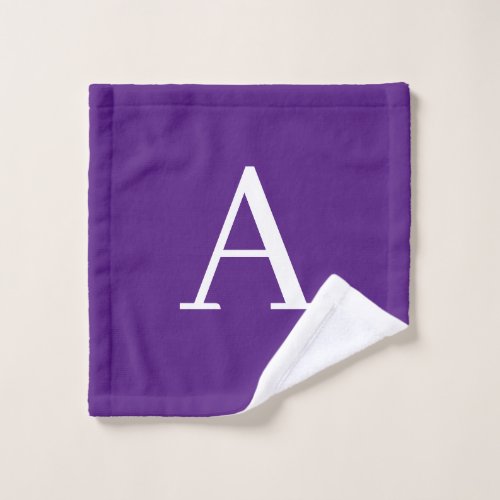 Initial Letter Monogram Modern Style Purple Wash Cloth