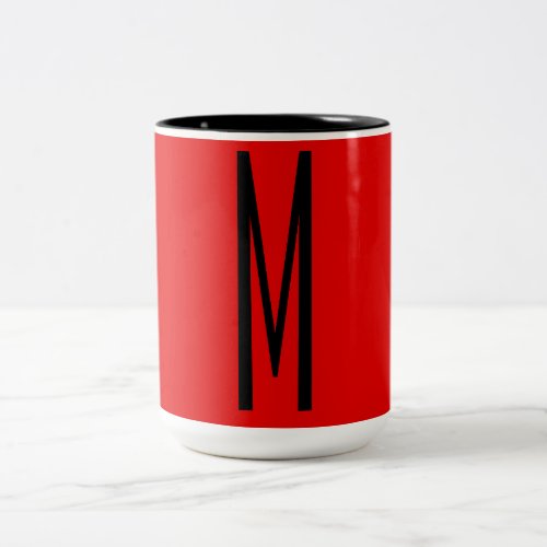Initial Letter Monogram Modern Style Red Black Two_Tone Coffee Mug