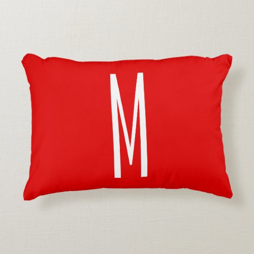 Initial Letter Monogram Modern Style Red White Accent Pillow