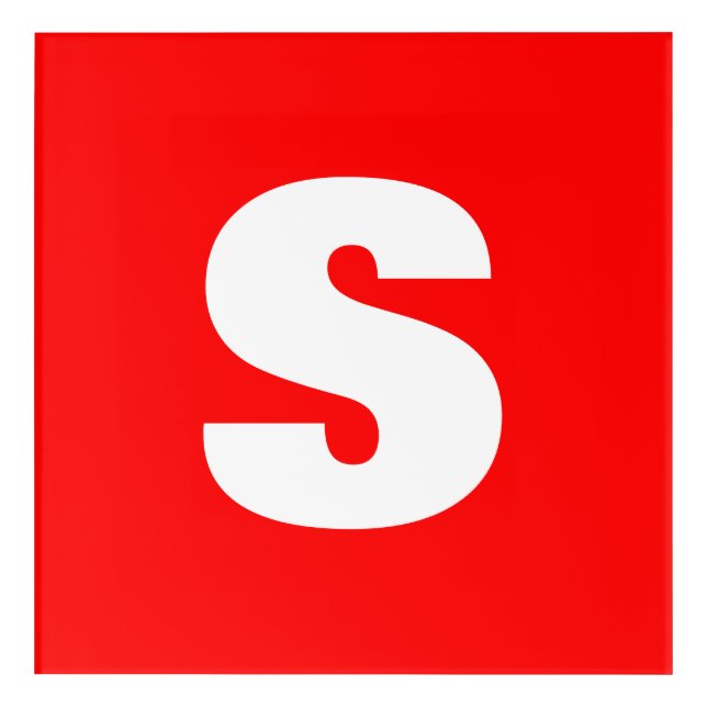 Initial Letter Monogram Modern Style Red White Acrylic Print (Front)