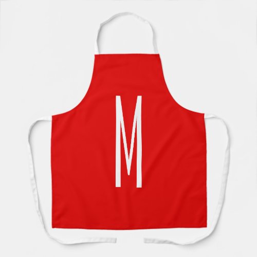 Initial Letter Monogram Modern Style Red White Apron