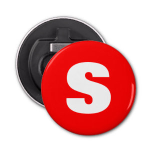 Initial Letter Monogram Modern Style Red White Bottle Opener