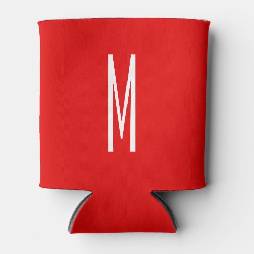 Initial Letter Monogram Modern Style Red White Can Cooler