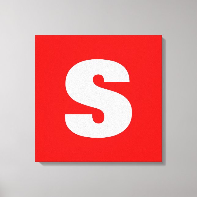 Initial Letter Monogram Modern Style Red White Canvas Print (Front)