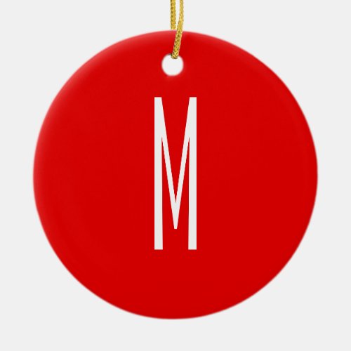 Initial Letter Monogram Modern Style Red White Ceramic Ornament