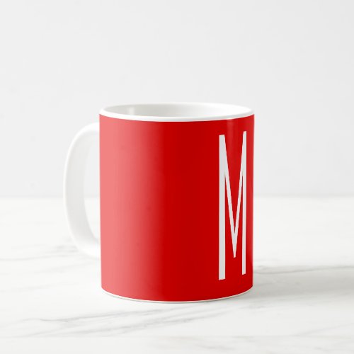 Initial Letter Monogram Modern Style Red White Coffee Mug