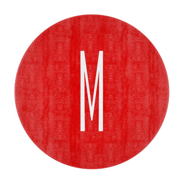 Initial Letter Monogram Modern Style Red White Cutting Board (Front)