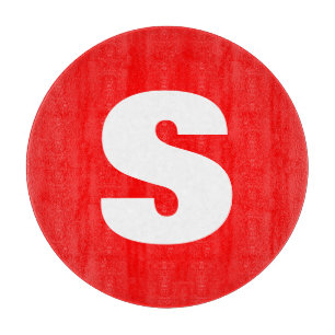 Initial Letter Monogram Modern Style Red White Cutting Board